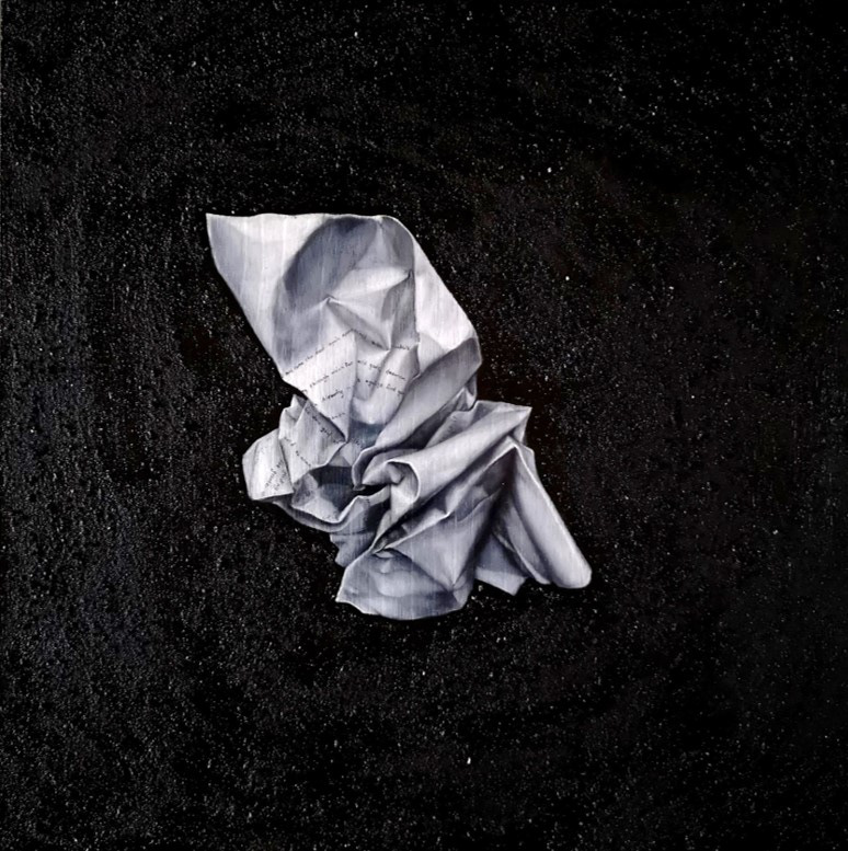 Leanne Olivier_Sermo vii_2022_30.5x30.5cm_Oil, Charcoal & Mica on Wood.