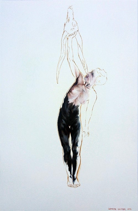 Leanne Olivier_A Fine Balance_2018_50x32.7cm_Oil paint, ash & pigment ink on Fabriano Oil paper