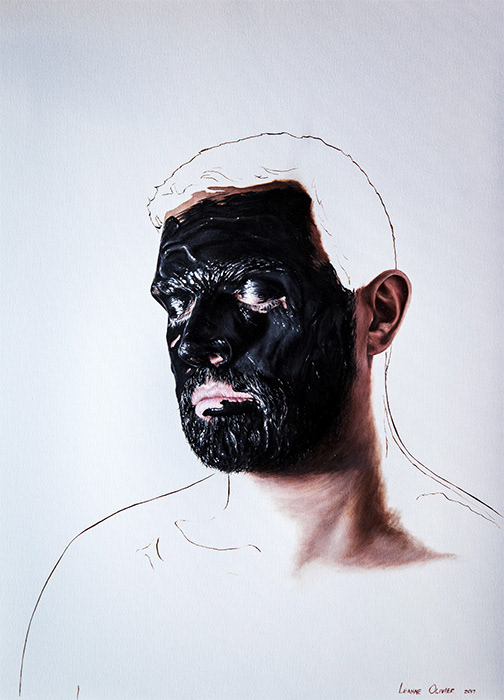 Leanne Olivier_M(as)ker Study i_2017_65x50cm_Oil paint and pigment ink on Fabriano oil paper