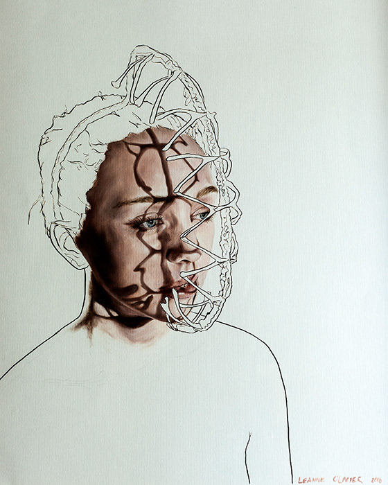 Leanne Olivier_Study of a headdress v_2017_65x50cm_Oil paint & pigment ink on canvas paper