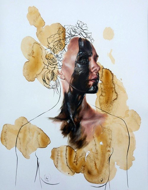 Leanne Olivier_Symbiotic Dreams iv_2017_65x50cm_Oil paint & pigment ink on canvas paper