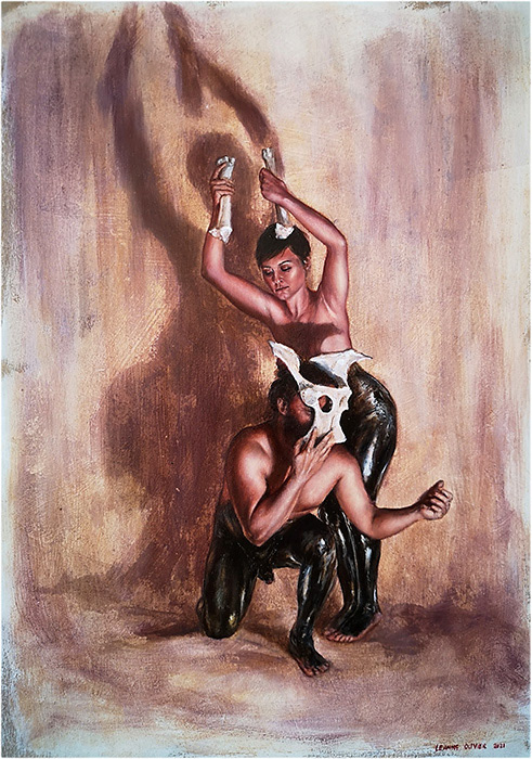 Leanne Olivier_Koggel Skadu ii_2021_42x30cm_Hematite and oil on board