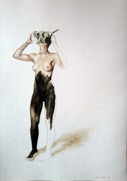 Leanne Olivier_Slip dance iv_2017_42x29.5cm_Oil paint & pigment ink on canvas paper