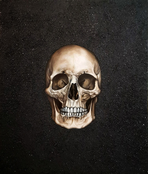 Leanne Olivier_Tat Tvam Asi x_2021_43x37cm_Mica, Charcoal & Oil on wood