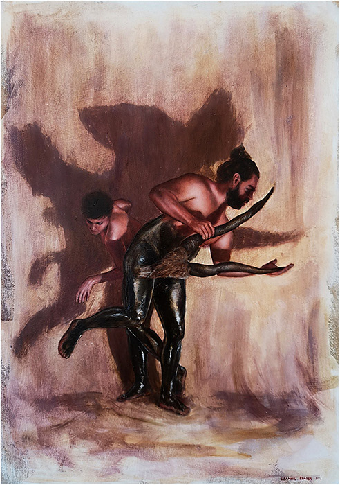 Leanne Olivier_Koggel Skadu iii_2021_42x30cm_Hematite and oil on board