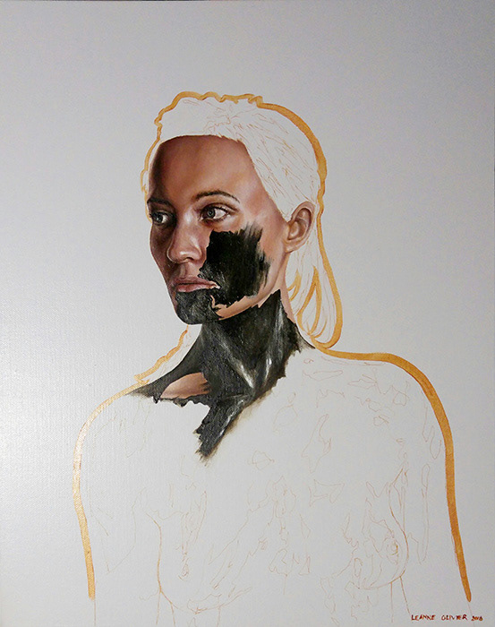 Leanne Olivier_Slipcast portrait iii_2016_51x41cm_Oil paint & pigment ink on canvas