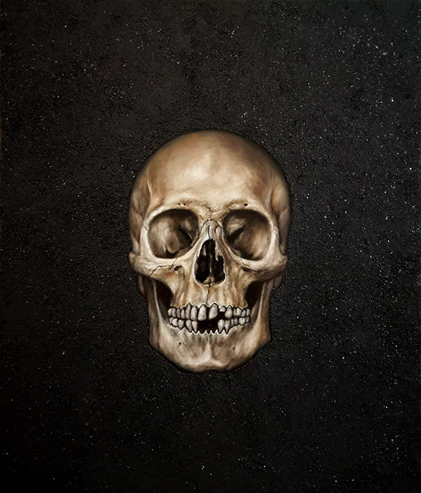 Leanne Olivier_Tat Tvam Asi ix_2021_43x37cm_Mica, Charcoal & Oil on wood