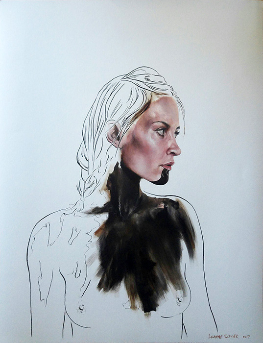 Leanne Olivier_Slip portrait ii_2017_65x50cm_Oil paint & pigment ink on canvas paper
