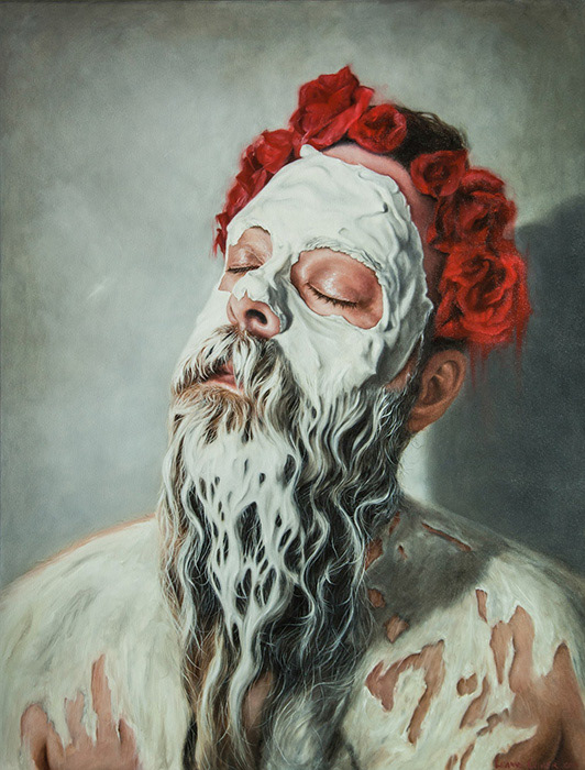 Leanne Olivier_Wearing the Wreath_2017_130x100cm_Oil paint & ash on canvas