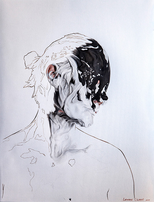 Leanne Olivier_M(as)ker Study ii_2017_65x50cm_Oil paint and pigment ink on Fabriano oil paper