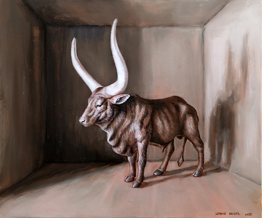 Leanne Olivier_Skoudier i_2023_20x24cm_Oil on board