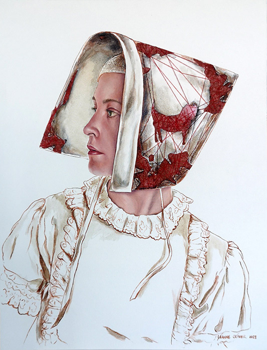 Leanne Olivier_ Kappie v - Juk van die ondier_2023_32.5x25cm_Oil & mixed media on Fabriano Tela Paper