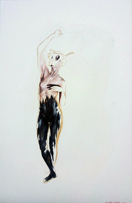 Leanne olivier_Evocation_2018_50x32.7cm_Oil paint, ash & pigment ink on Fabriano Oil paper