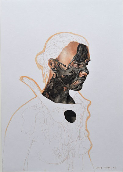Leanne Olivier_Slipcast portrait iii_2015_30x42cm_Oil paint & pigment ink on canvas paper.