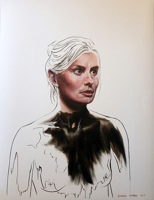 Leanne Olivier_Slip portrait i_2017_65x50cm_Oil paint & pigment ink on canvas paper