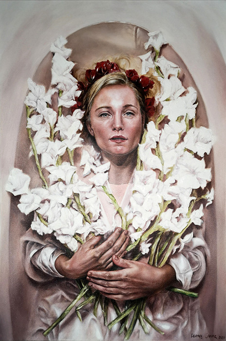 Leanne Olivier_Ophelia awakens_2020_91x61cm_Hematite & Oil on canvas