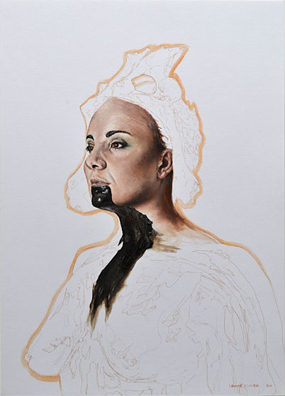Leanne Olivier_Slipcast portrait iv. 2015_30x42cm_Oil paint & pigment ink on canvas paper.