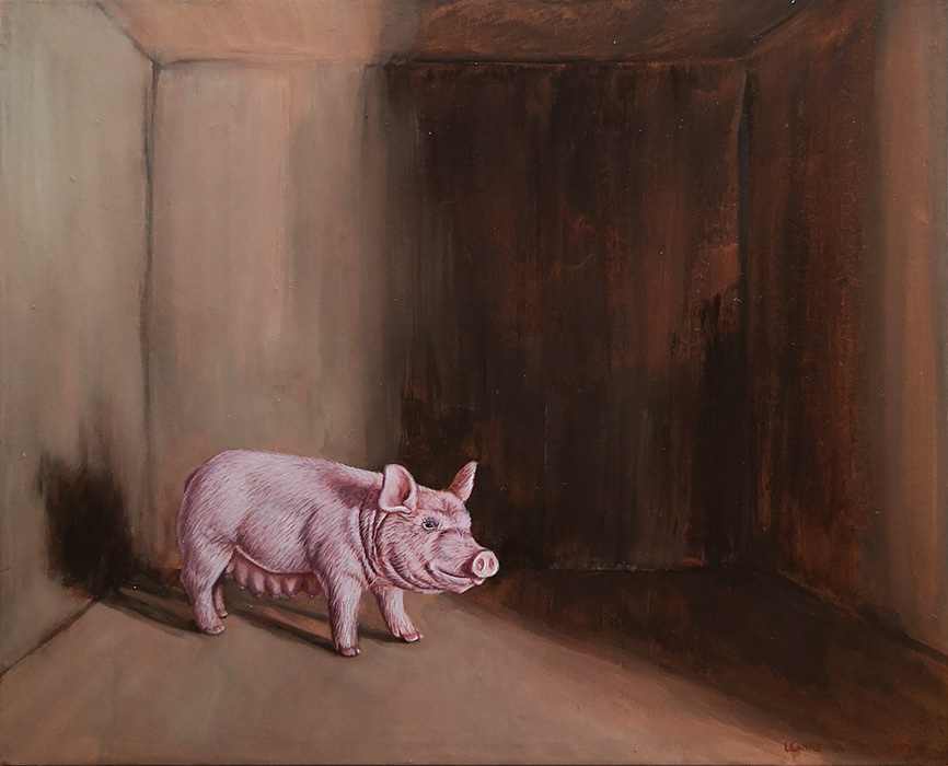 Leanne Olivier_Skoudier v_2023_20x24cm_Oil on board