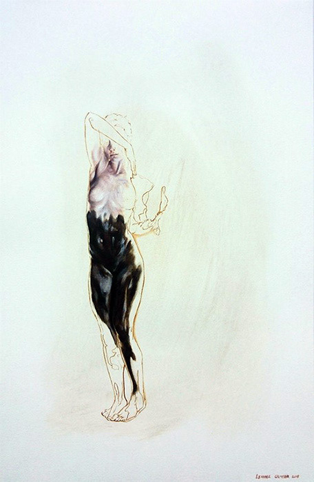 Leanne Olivier_Cradle_2018_50x32.7cm_Oil paint, ash & pigment ink on Fabriano Oil paper