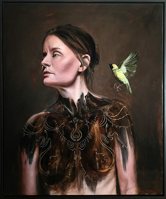 Leanne Olivier_Pictii ii (The Painted People)_2023_50x60cm_Oil and engraving on board