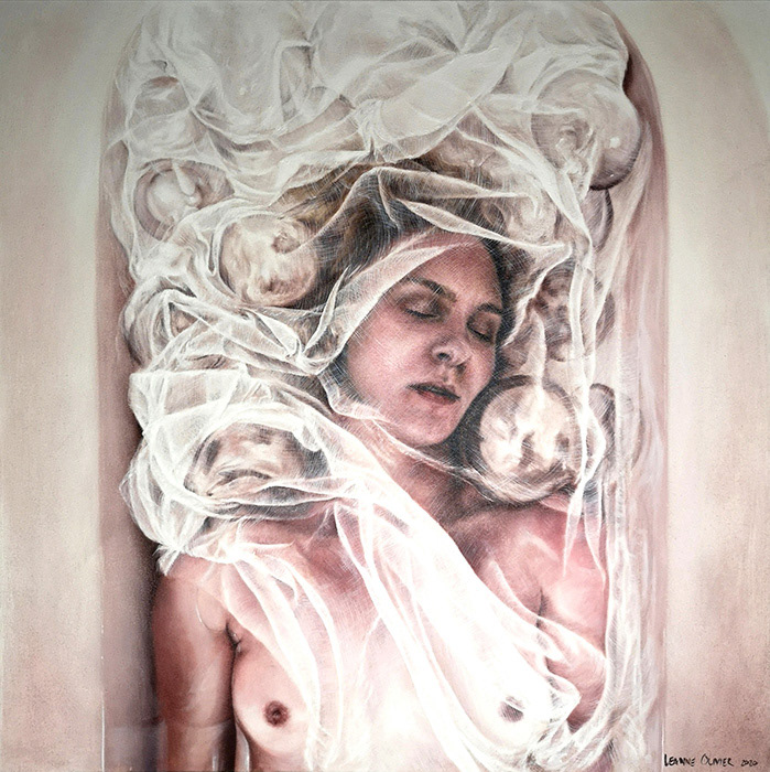 Leanne Olivier_River-beneath-river_2020_76x76cm_Hematite & oil on canvas