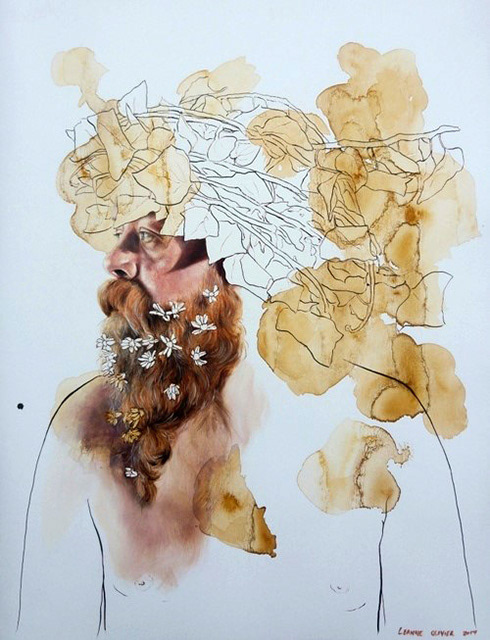 Leanne Olivier_Symbiotic Dreams ii_2017_65x50cm_Oil paint & pigment ink on canvas paper