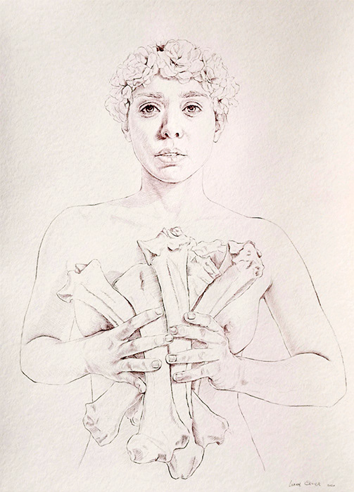 Leanne Olivier_Study Bone Bouquet_2020_70x50cm_Shiraz pigment pencil on hahnemuhle