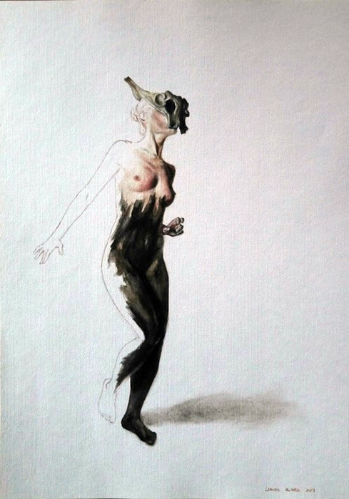 Leanne Olivier_Slip dance ii_2017_42x29.5cm_Oil paint & pigment ink on canvas paper