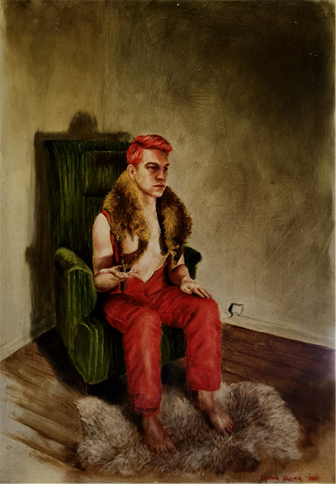 Leanne olivier_A paw for D. Lynch_2019_25x17.5cm_Oil paint on wood