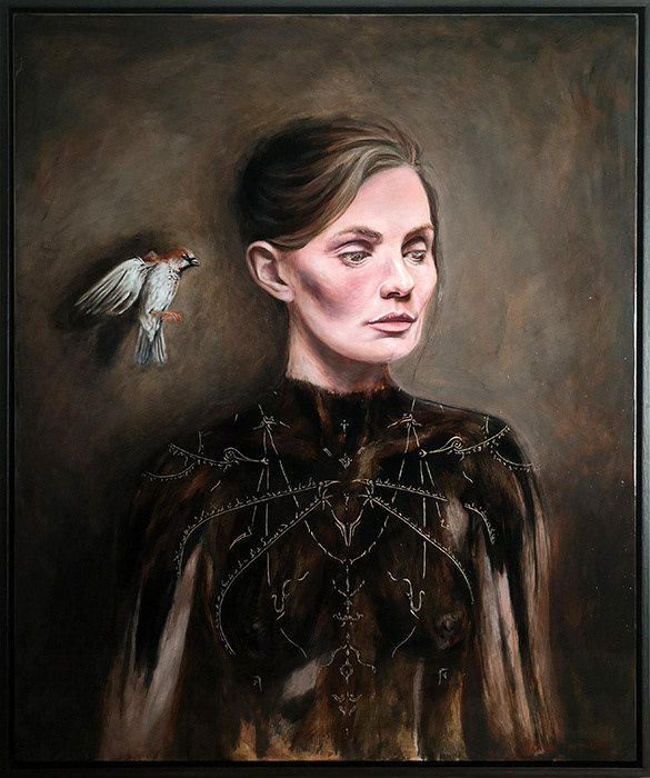 Leanne Olivier_Pictii iii (The Painted People)_2023_50x60cm_Oil and engraving on board