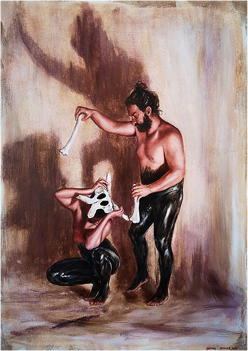 Leanne Olivier_Koggel Skadu viii_2021_42x30cm_Hematite and oil on board