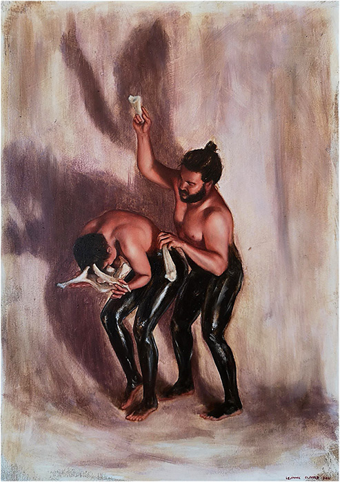 Leanne Olivier_Koggel Skadu i_2021_42x30cm_Hematite and oil on board