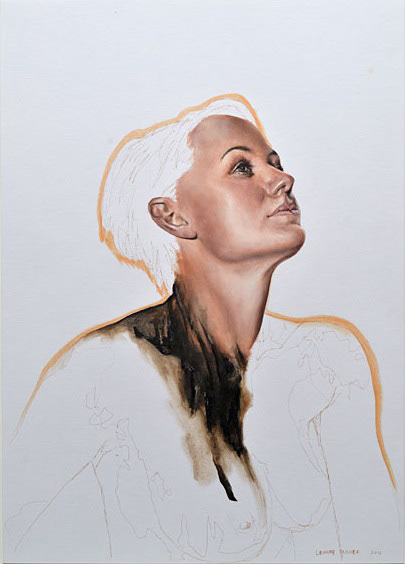 Leanne Olivier_Slipcast Portrait i_2015_30x42cm_Oil paint & pigment ink on canvas paper.