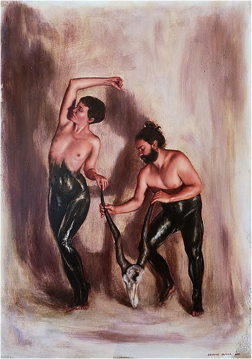 Leanne Olivier_Koggel Skadu vi_2021_42x30cm_Hematite and oil on board
