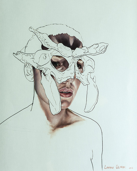 Leanne Olivier_Study of a headdress i_2017_65x50cm_Oil paint & pigment ink on canvas paper