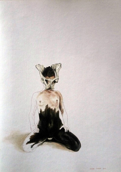 Leanne Olivier_Slip dance iii_2017-42x29.5cm_Oil paint & pigment ink on canvas paper