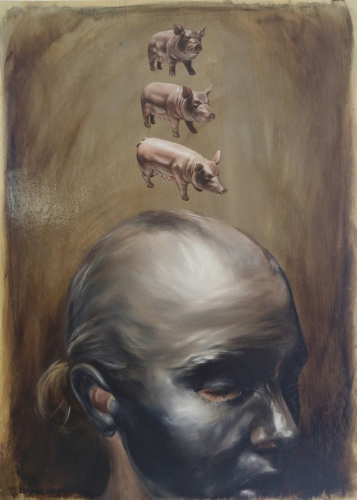 Leanne Olivier_Some animals are more equal_2016_50.5x69.5cm_Oil paint on board.