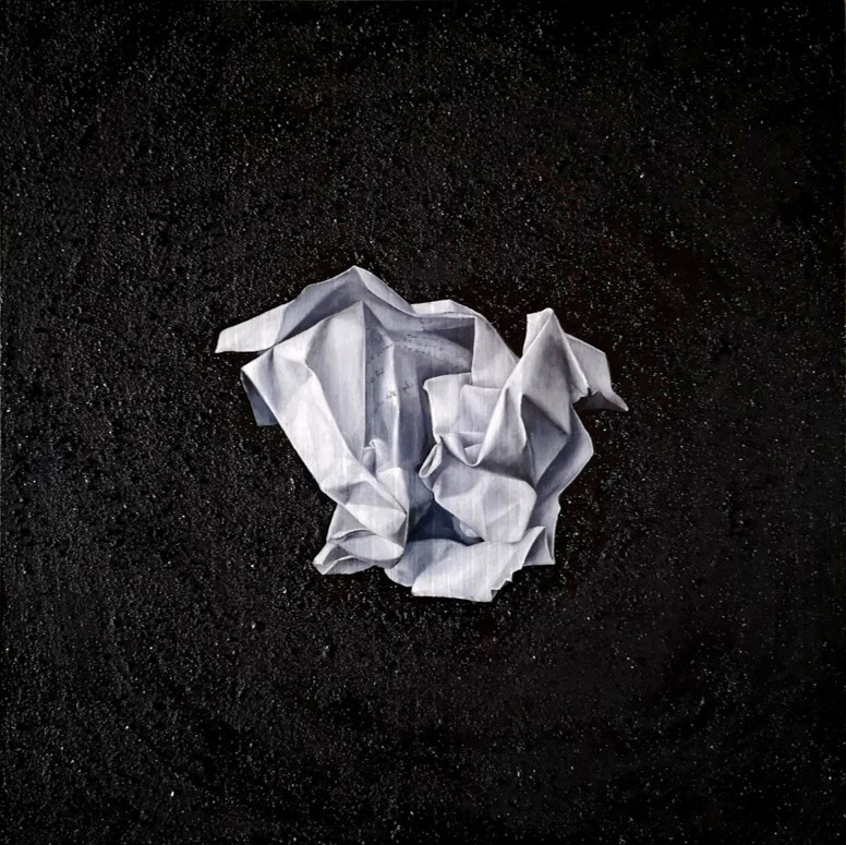 Leanne Olivier_Sermo vi_2022_30.5x30.5cm_Oil, Charcoal & Mica on Wood.