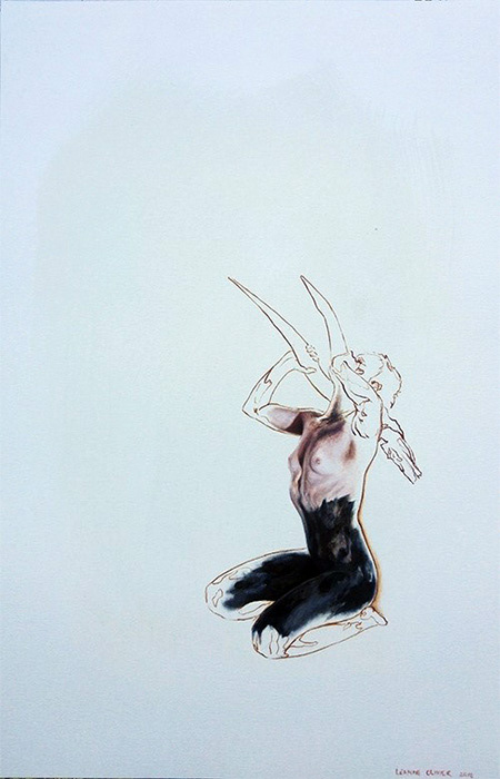 Leanne Olivier_Offering_2018_50x32.7cm_Oil paint, ash & pigment ink on Fabriano Oil paper