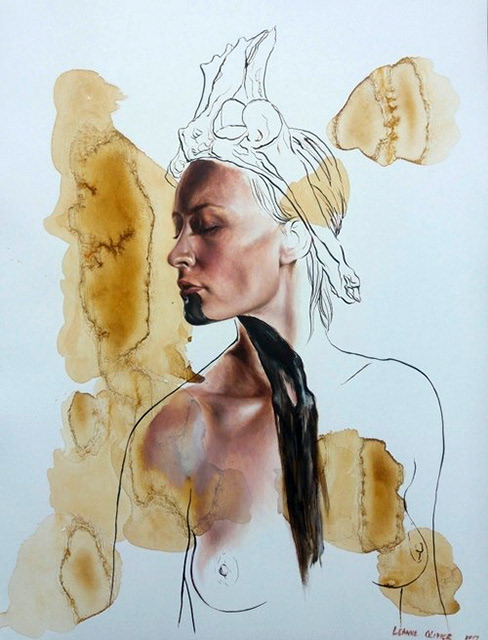 Leanne Olivier_Symbiotic Dreams iii_2017_65x50cm_Oil paint & pigment ink on canvas paper
