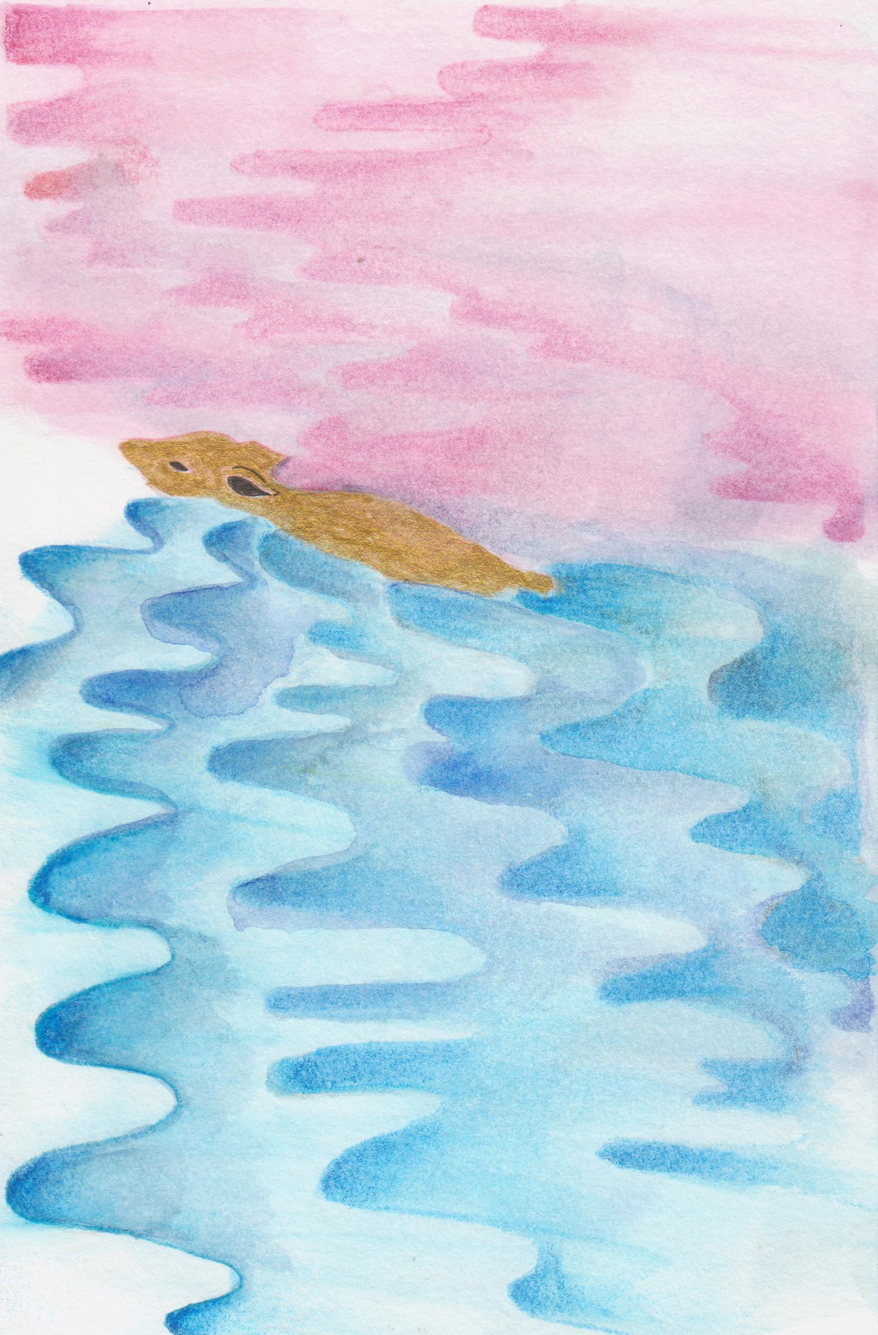 mama deer, watercolor, 2019
