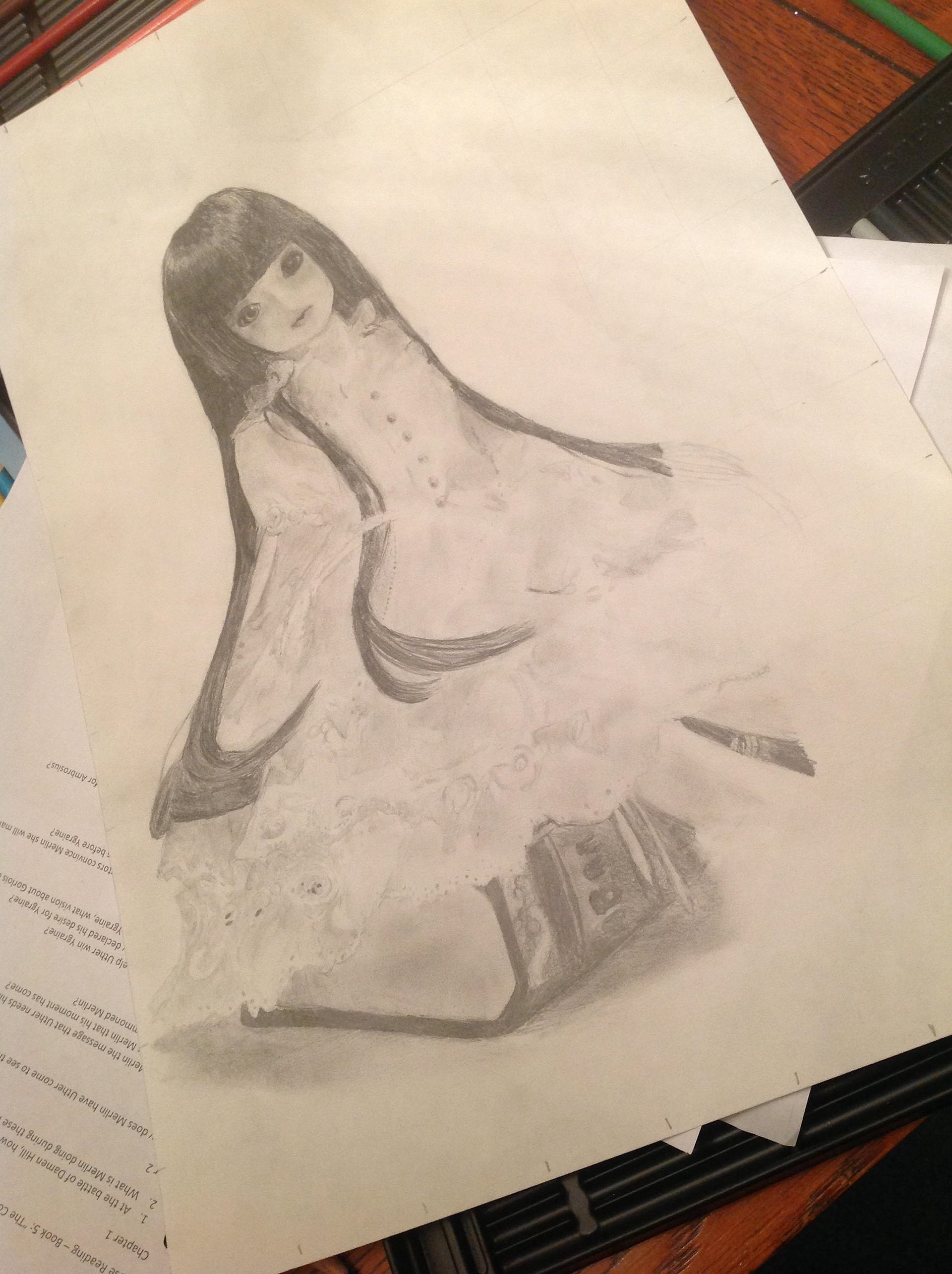 drawing of doll for art class, 2013