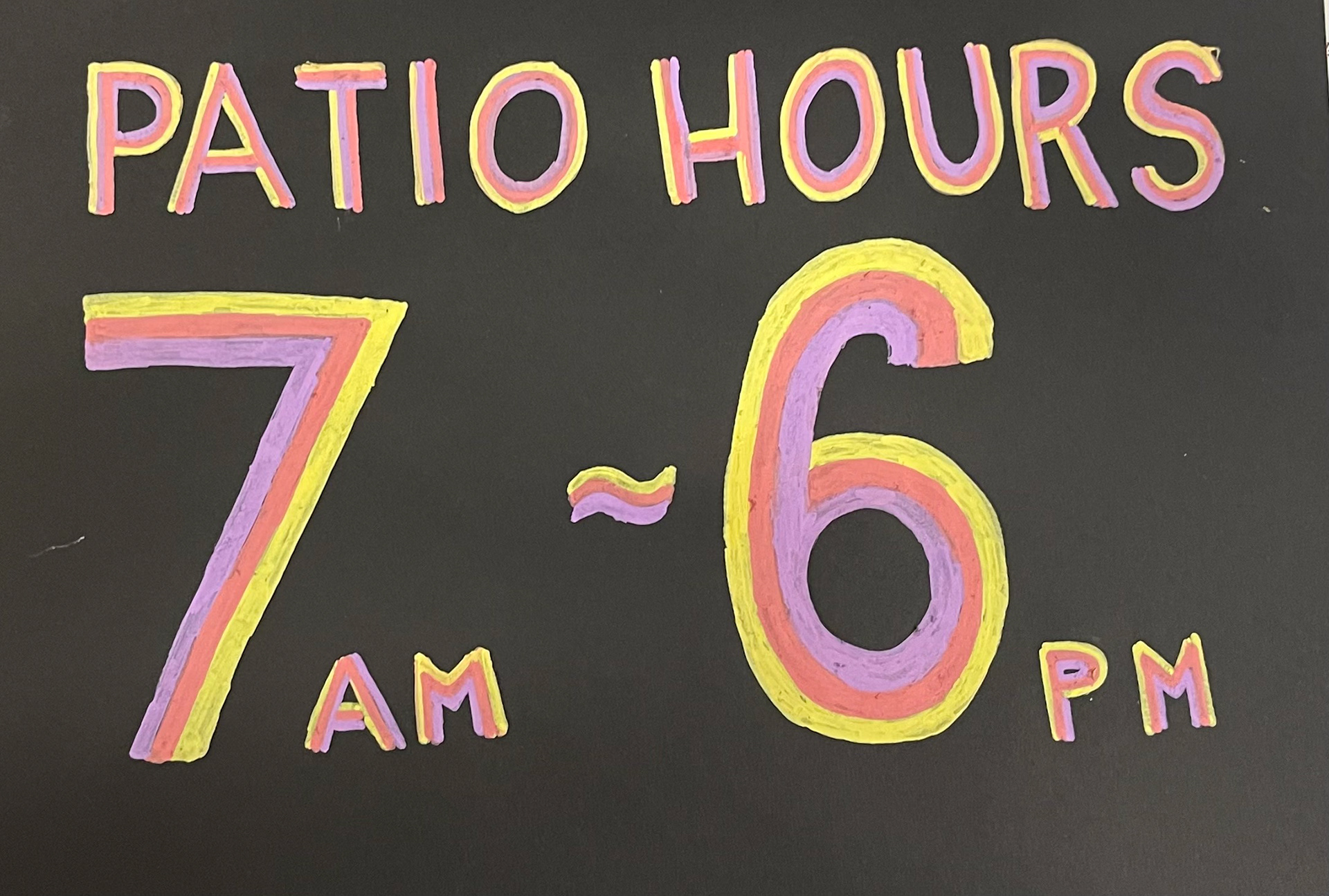 Patio Hours Sign Summer 2024