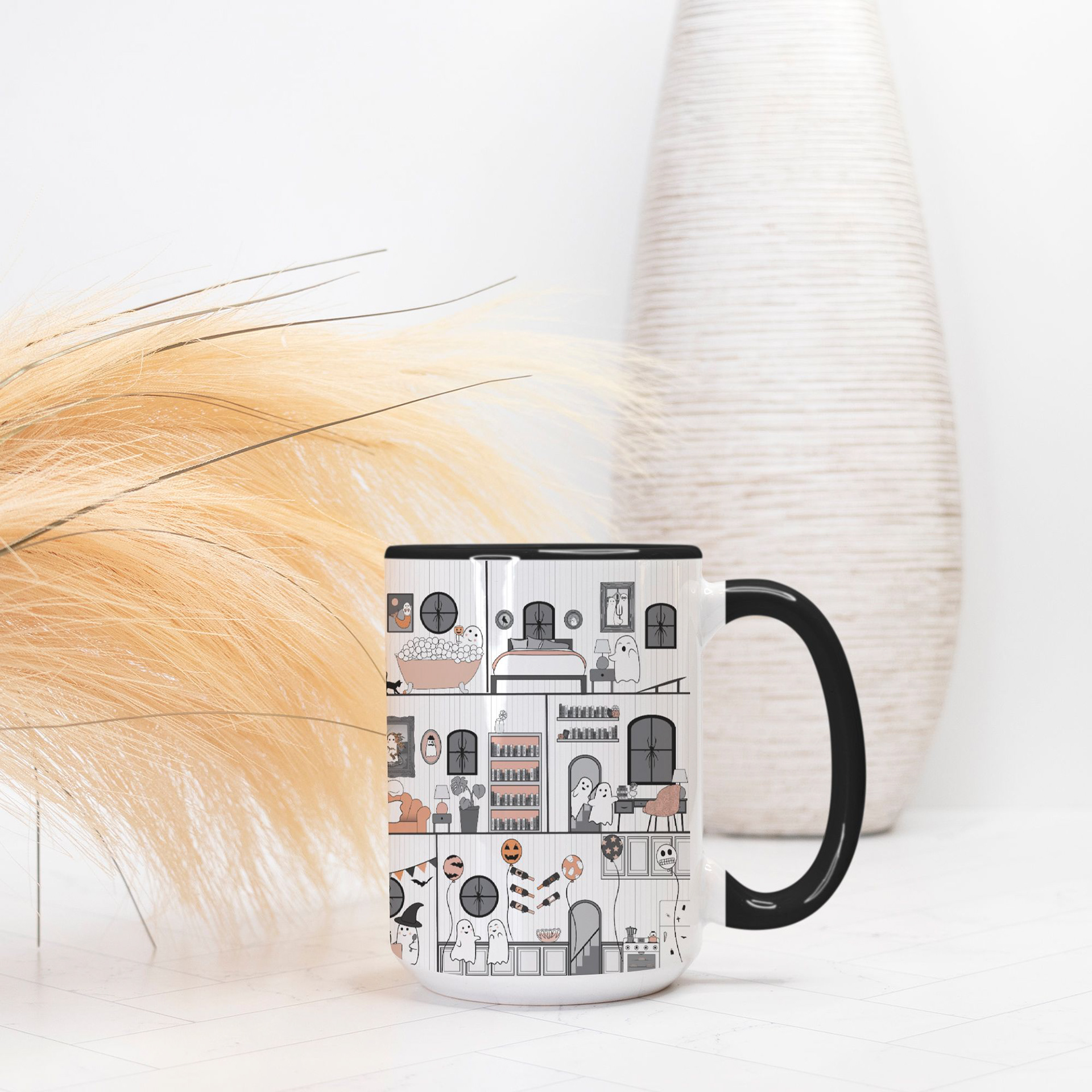 Haunted House Illustrated Mug - 15 oz.