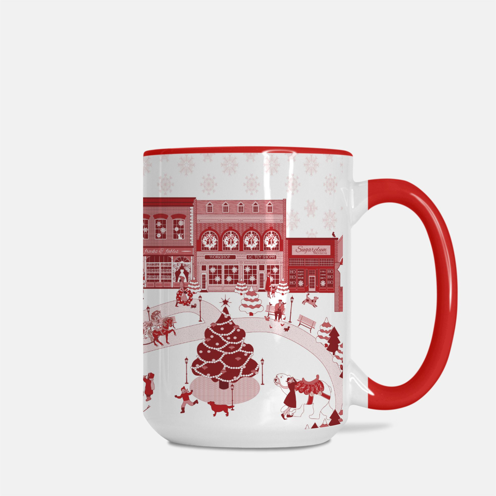 City Scene on Reverse Side of Mrs. Claus Portrait Mug