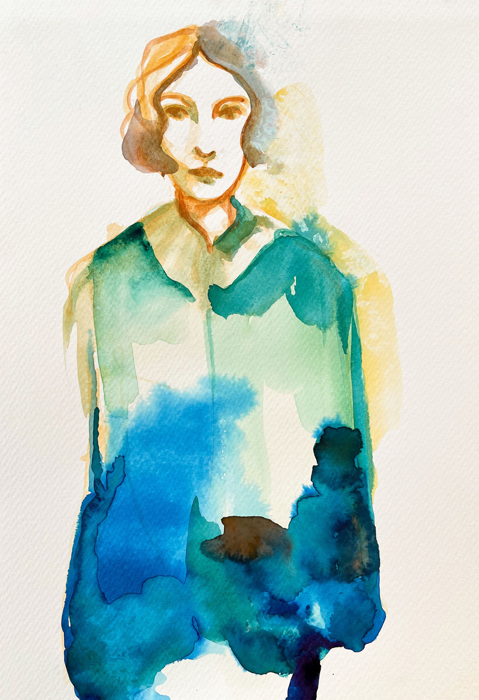 Son corps éthérique - Aquarelle et encre sur papier aquarelle 300g - 20,5 x 29 cm