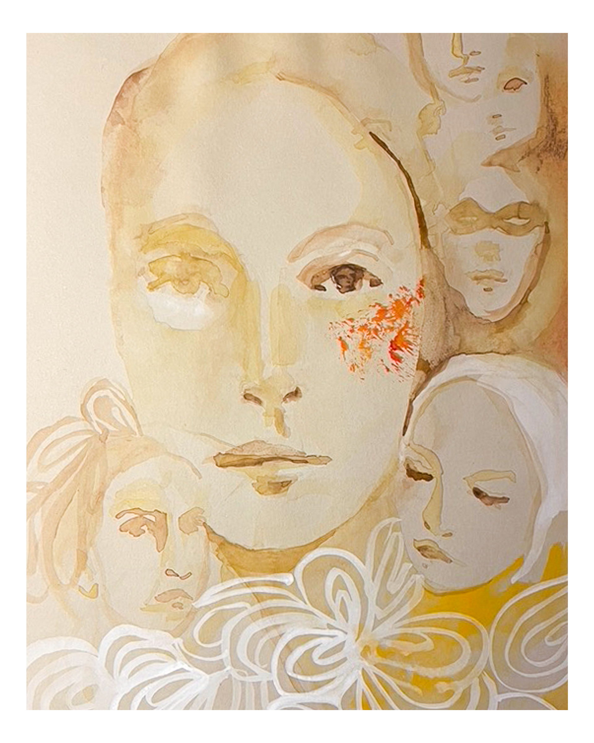 Les âmes - Aquarelle et encre sur papier kraft - 30 x 40 cm