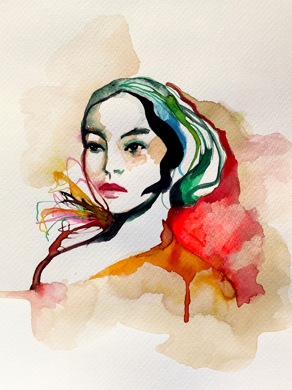 Résolution - Aquarelle et encre sur papier Arches - 40 x 30 cm