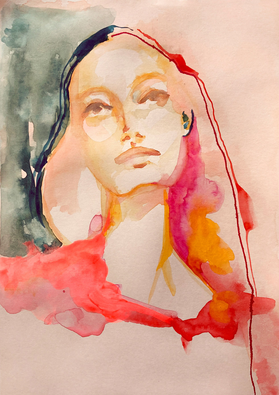 L’espérance - Aquarelle et encre sur papier kraft - 40 x 30 cm  - Vendue
