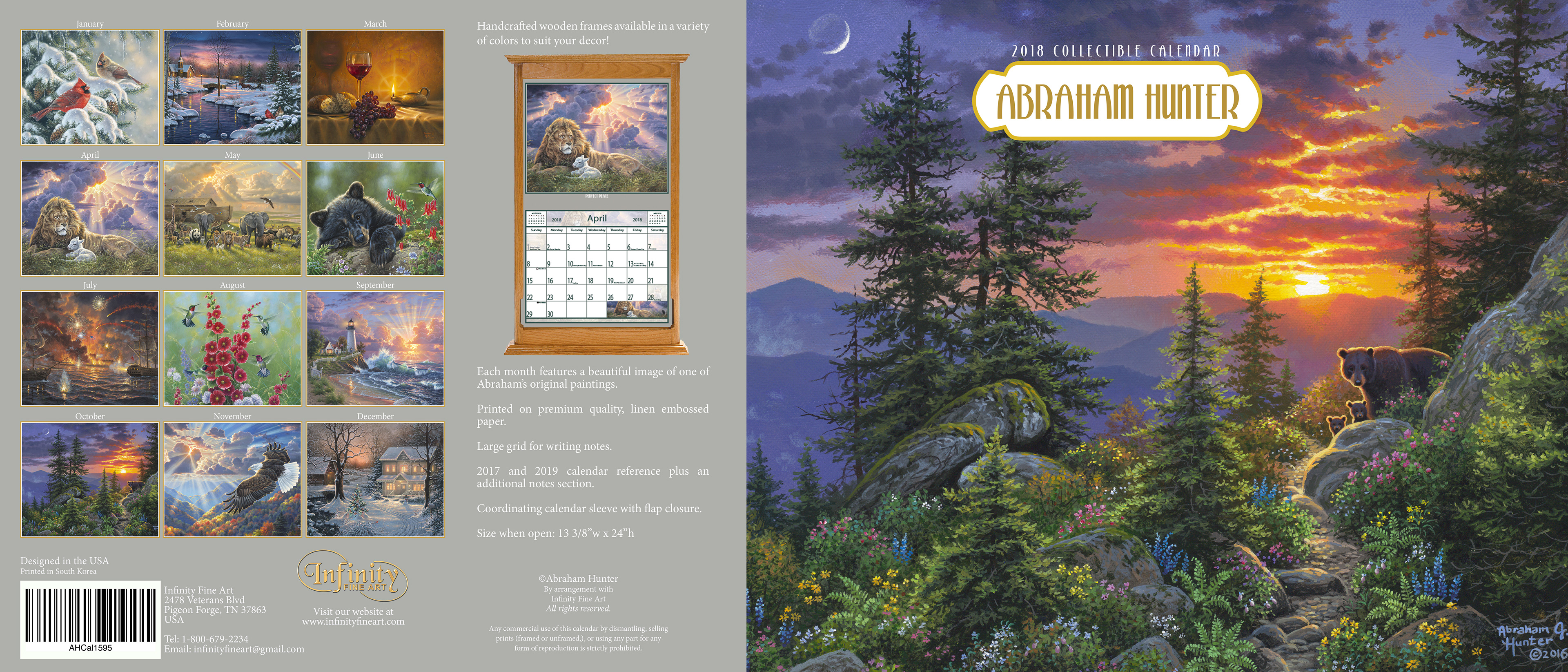 Abraham Hunter collectible calendar · Cover and back-cover layout, artwork preparation, and production coordination
